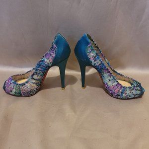 Christian Louboutin Floral Mesh Peep Toe Stiletto